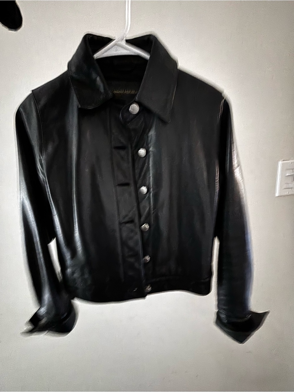 Banana Republic Black Leather Button-Front Jacket
